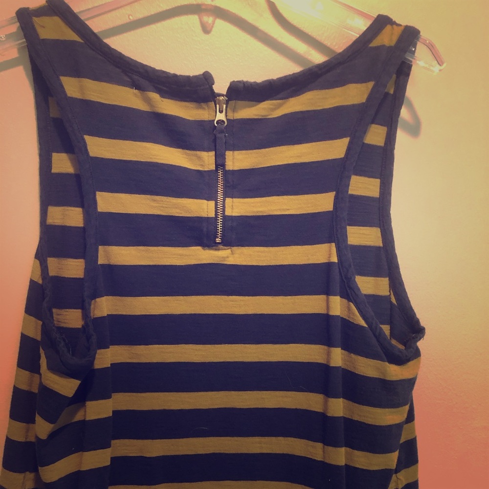 Striped JCrew tank with zipper back